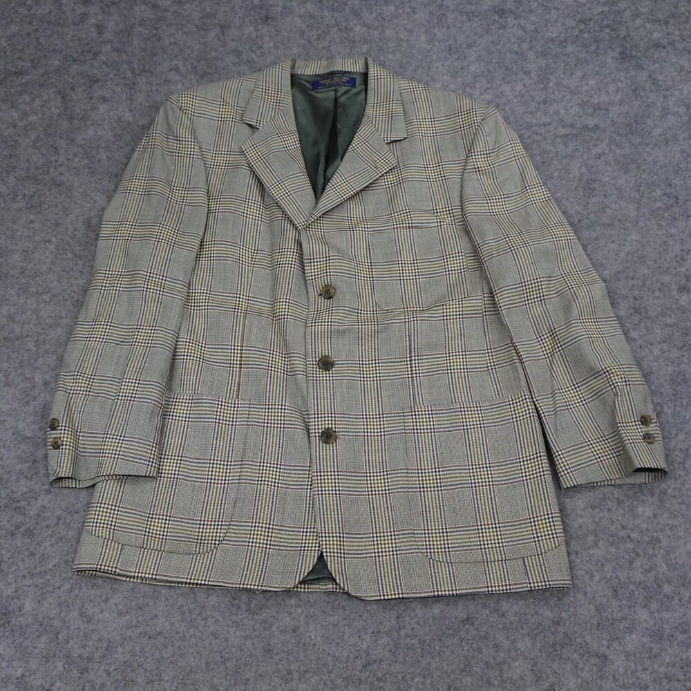 Brooks Brother Sports Jacket Mens 41R Brown Wool Coat Blazer Plaid